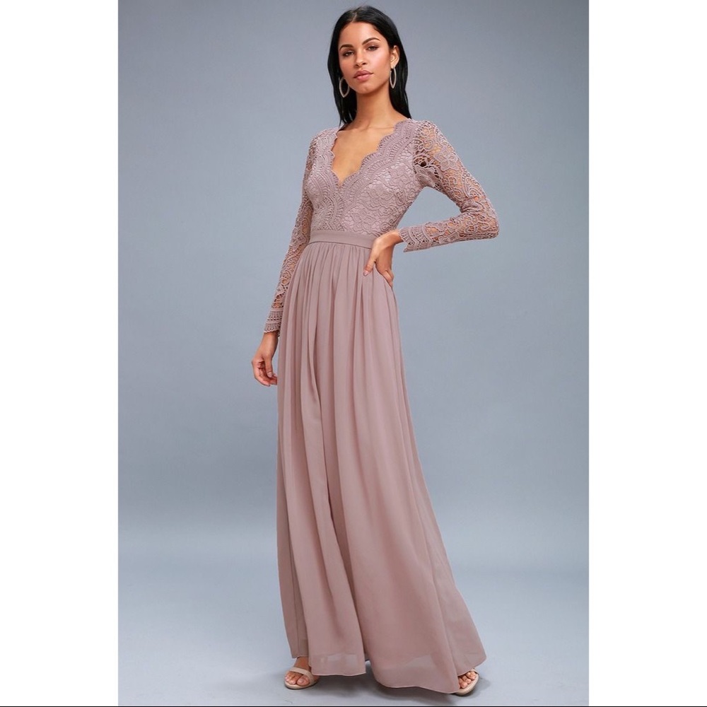 Lulus long sleeve dress dusty rose AWAKEN MY LOVE